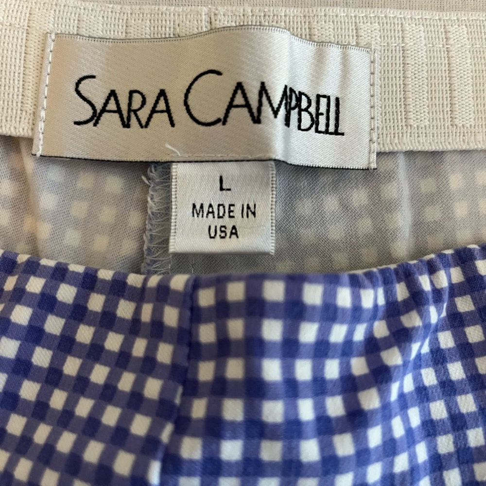 Sara Campbell Blue Checkered Capri pants